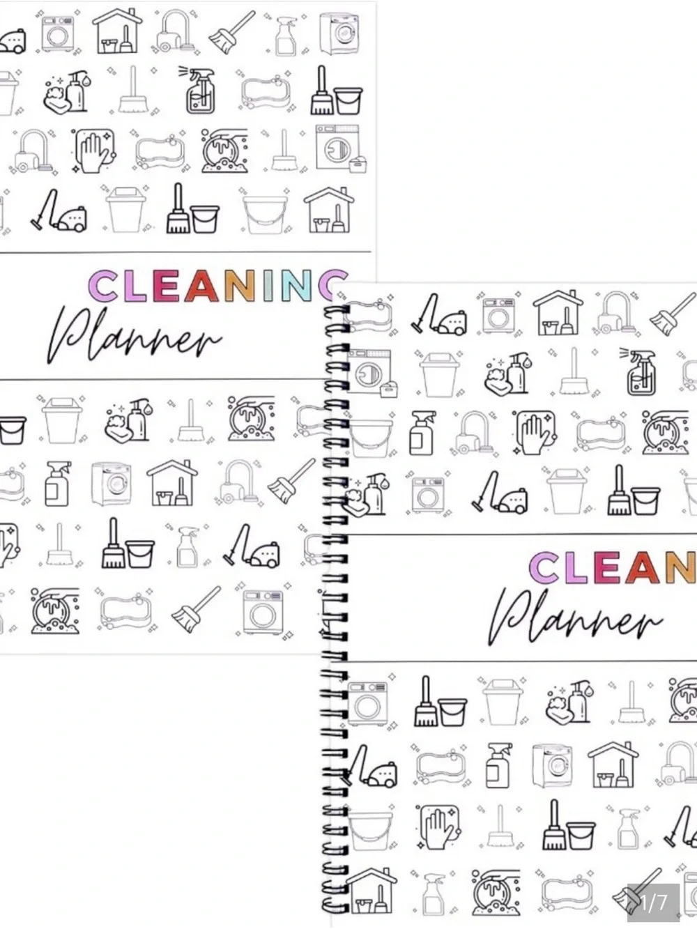 ADHD Cleaning Planners|3 Spiral Notebooks - White with Multicolor Tabs + markers
